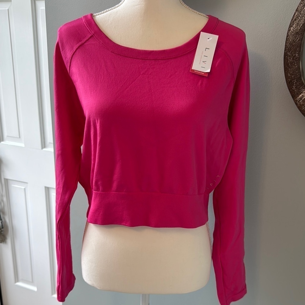 Livi Active Pink Long Sleeve Crop Sweatshirt